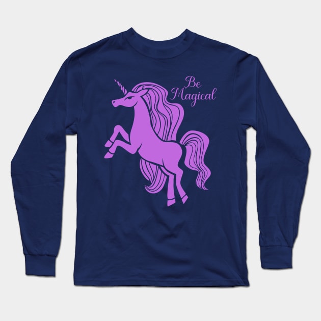 Cute Purple Unicorn Silhouette - Be Magical Long Sleeve T-Shirt by Animal Specials